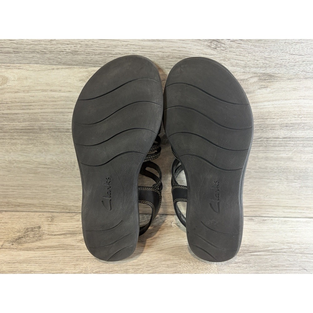 Clarks Collection Women's Leisa Janna Black Leather Open Toe Sandals Size 7.5 - Picture 7 of 8